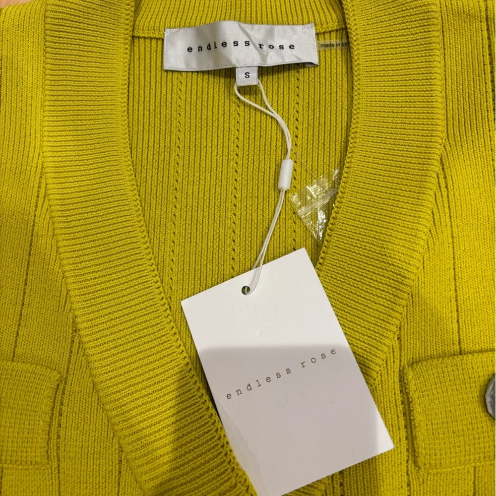 Endless Rose Shank Button V-Neckline Knit Mini Dress - Picture 12 of 15